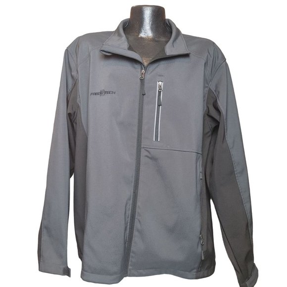 Free Tech Black and Gray Zip Up Hooded Jacket Size XL - Picture 1 of 4